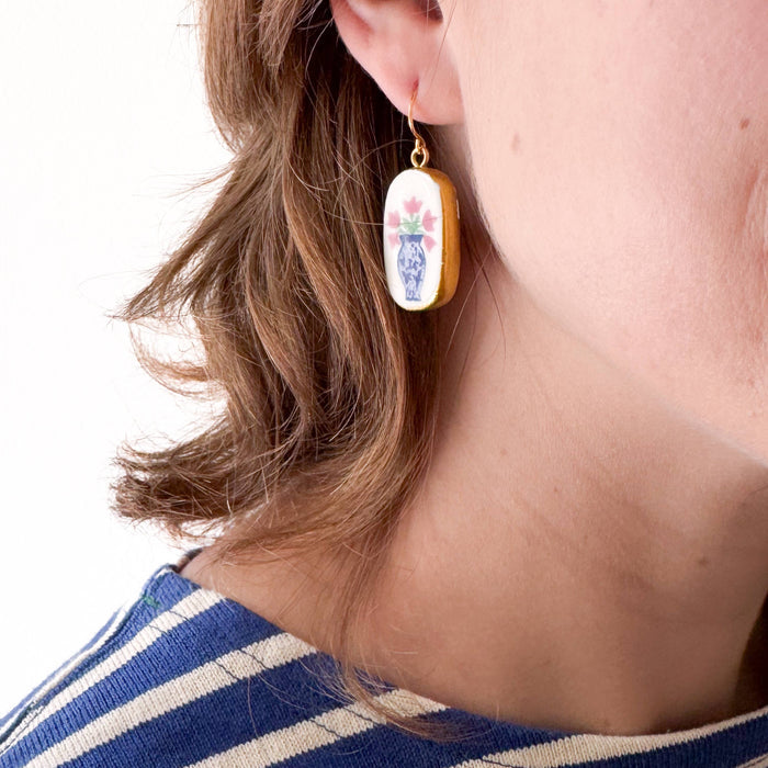 Ceramic Floral Vase Earrings
