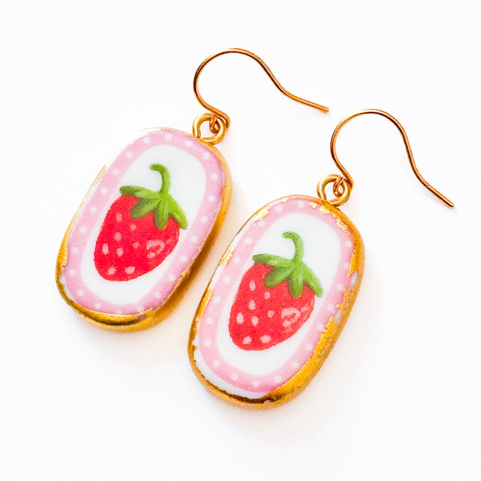 Ceramic Strawberry Earrings