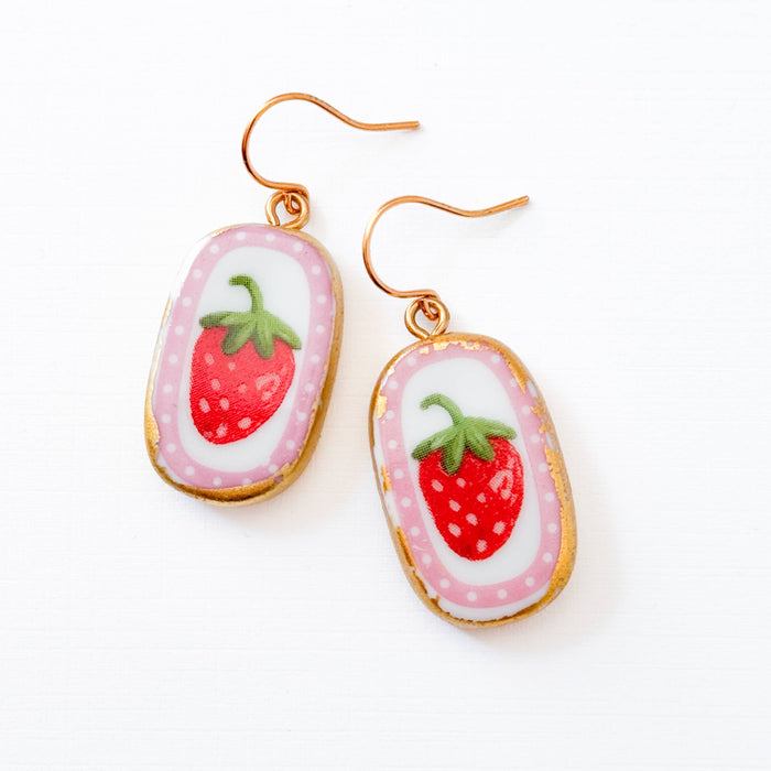 Ceramic Strawberry Earrings