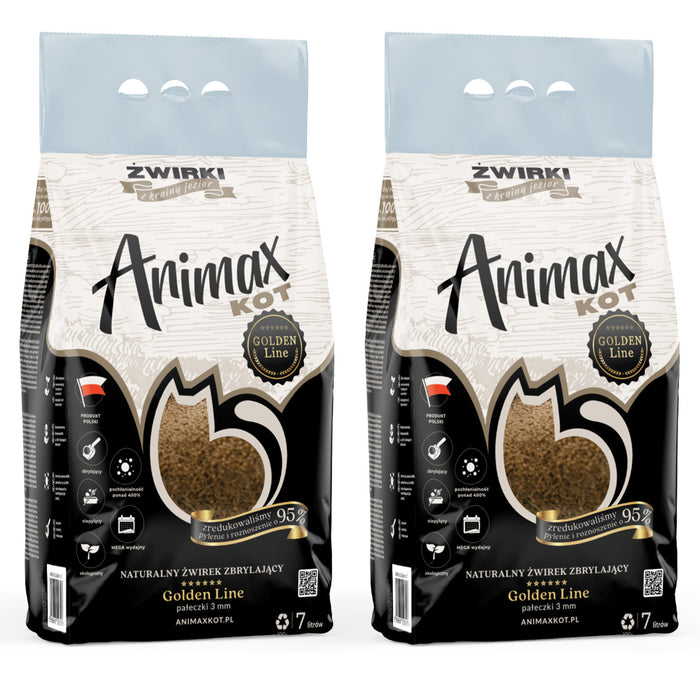 Clumping cat litter, Animax Golden Line 3mm, small pellets, 2 x 7L bags