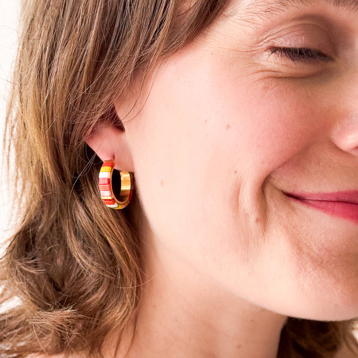 Colorful Tila Bead Hoop Earrings