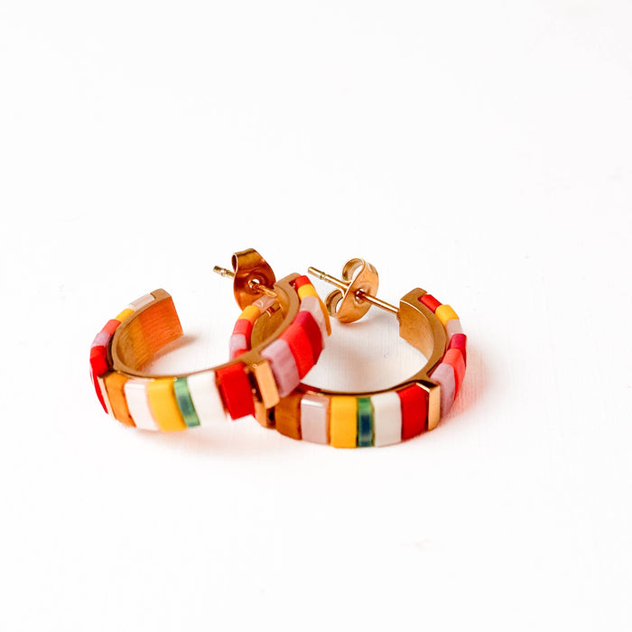 Colorful Tila Bead Hoop Earrings