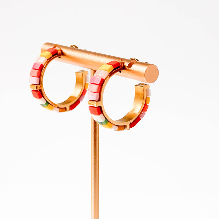 Colorful Tila Bead Hoop Earrings