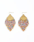 Confetti Fringe Earrings in Purple & Rust
