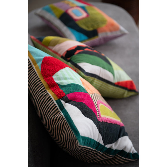 Cotton Velvet Lumbar Pillow with Embroidery