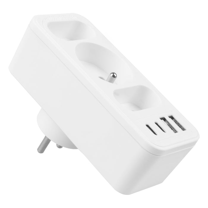 Current socket x3 + 4xUSB Maclean, splitter with 3 sockets, 2xUSB A, 2xUSB C PD 20W, 1x16A + 2x6A, MCE248 F/W