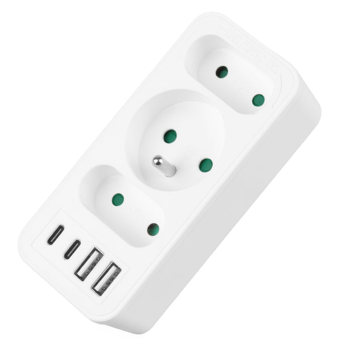 Current socket x3 + 4xUSB Maclean, splitter with 3 sockets, 2xUSB A, 2xUSB C PD 20W, 1x16A + 2x6A, MCE248 F/W
