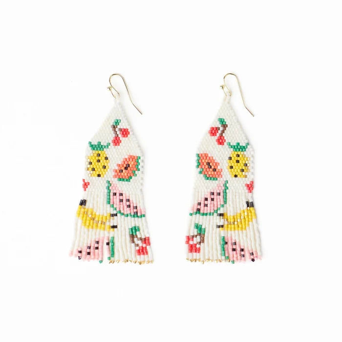 Delilah Fruit Beaded Fringe Earrings in Multi