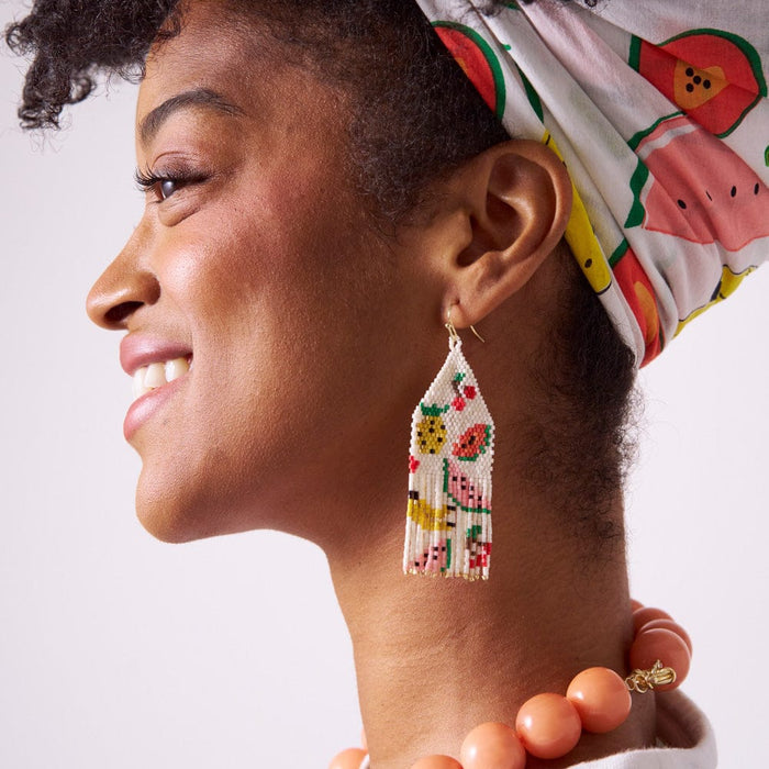 Delilah Fruit Beaded Fringe Earrings in Multi