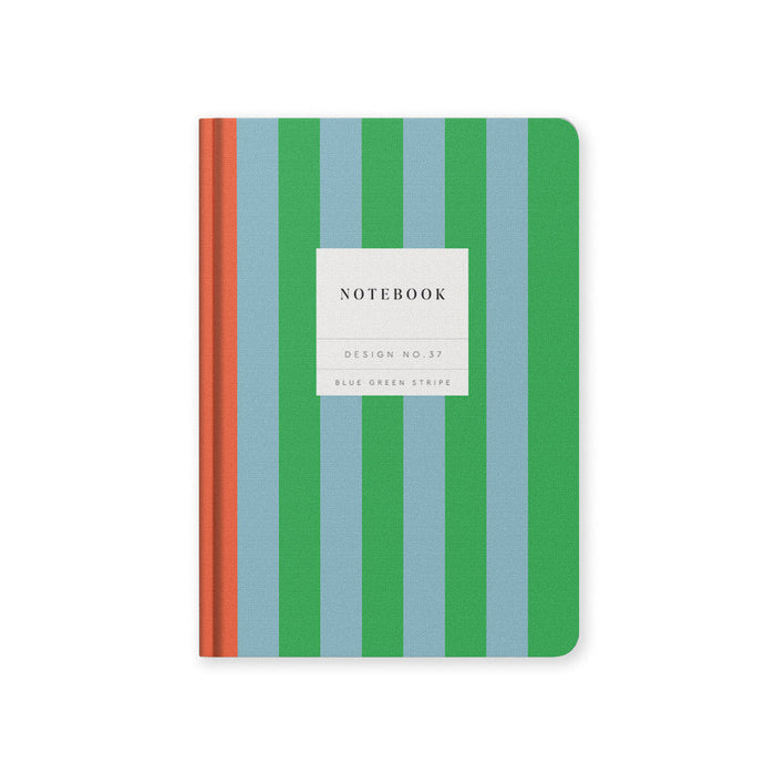 Design No.37 Blue Green Stripe Hardback Notebook (A5)