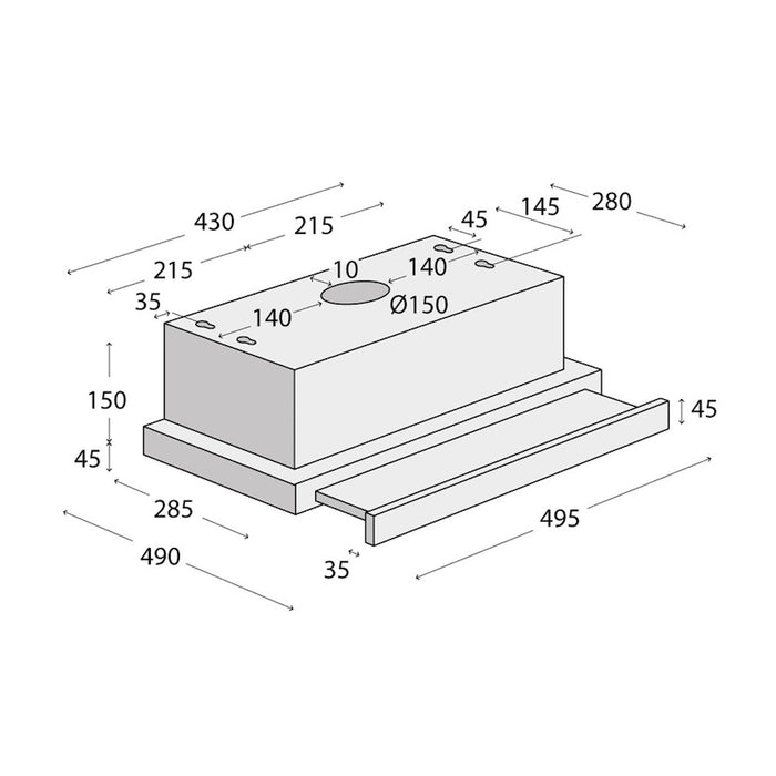 Efficient 50cm Concept OPV3150 pull-out hood (EU plug)