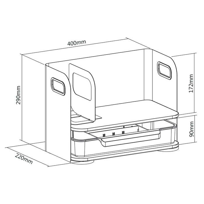 Ergo Office desk organizer with drawer, white, max. 10kg, ER-440 + Under-desk organizer for utensils ER-442