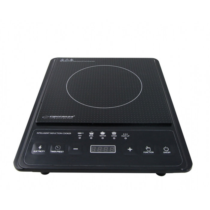 Esperanza Induction Cooktop, 2000W, 5 preset functions, large display, Krakatau