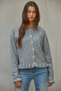 Everyday Buttondown Cardigan Sweater in Heather Grey