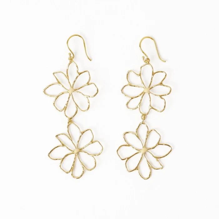 Farrah Double Flower Drop Earrings