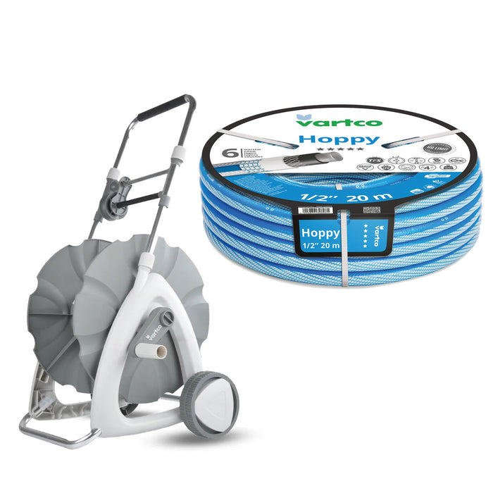 Garden Hose Cart + Vartco Hoppy 1/2" 20m Garden Hose by Agaplast