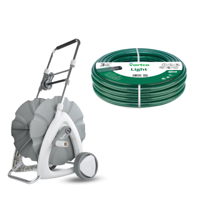 Garden Hose Cart + Vartco Light 1/2" 15m Garden Hose by Agaplast