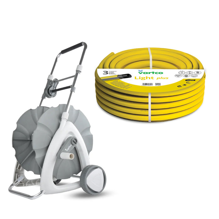 Garden Hose Cart + Vartco Light Plus 1/2" 30m Garden Hose by Agaplast