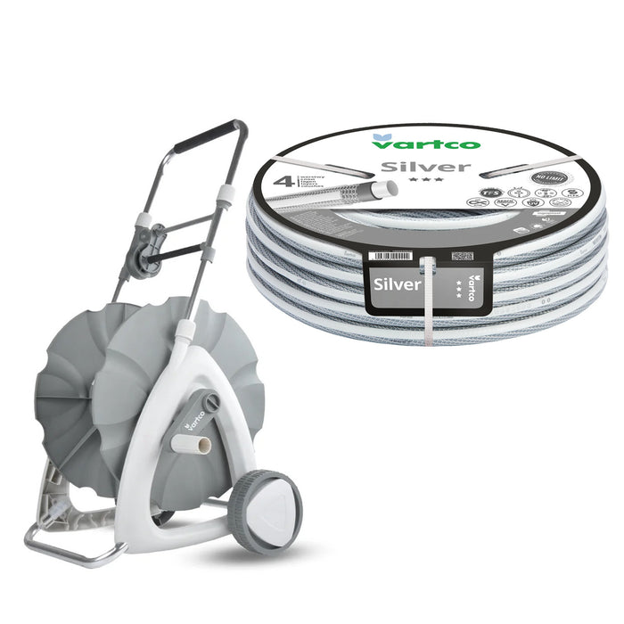 Garden Hose Cart + Vartco Silver 1/2" 30m Garden Hose by Agaplast