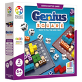 Genius Square Genius Battle Game box by Smart Games, featuring a colorful board game design with white dice, grid boards, and purple and blue packaging.