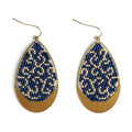 Gilded Teardrop Earrings in Blue