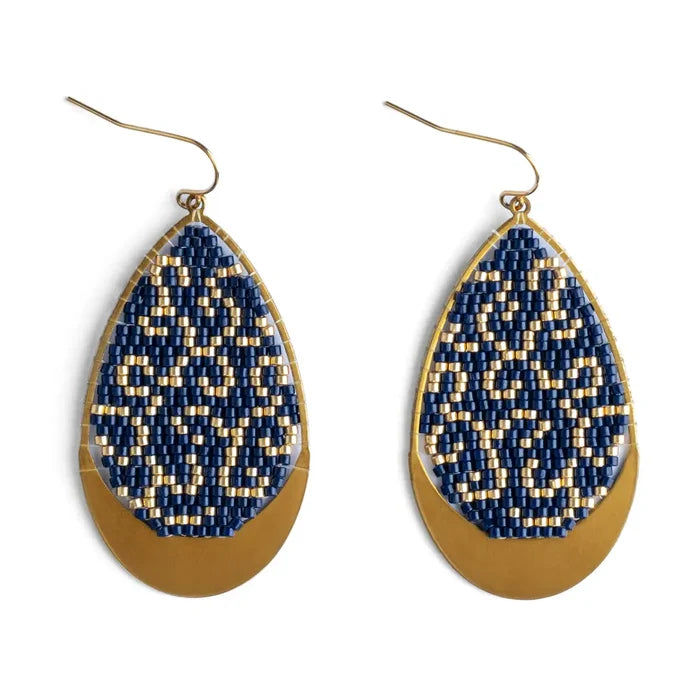 Gilded Teardrop Earrings in Blue