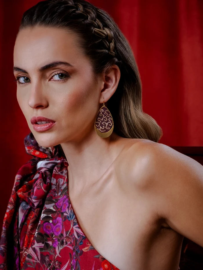 Gilded Teardrop Earrings in Blue