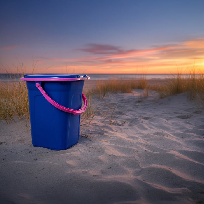 GreenBlue GB320BR 19L Portable Camping Toilet Bucket Travel Festival with Handle Detachable Seat - Navy Blue & Pink