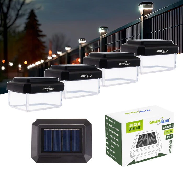 GreenBlue Solar LED Post Light, 60x40mm, Envelope-Shaped Canopy, 3200K, GB125 WW, 4 pieces