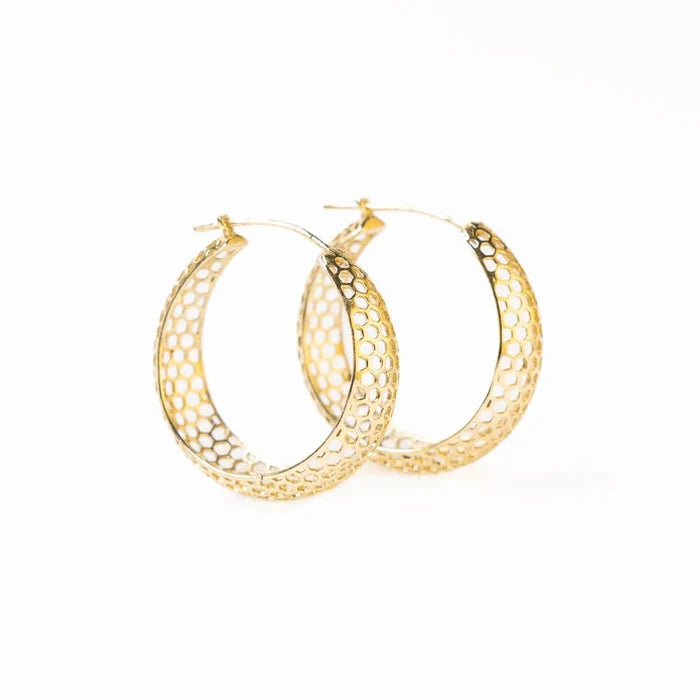 Gretchen Honeycomb Hoop Earrings