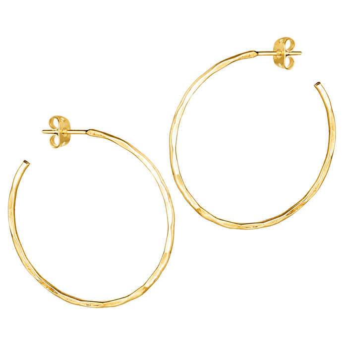 Hammered Post Earrings in Gold (1")