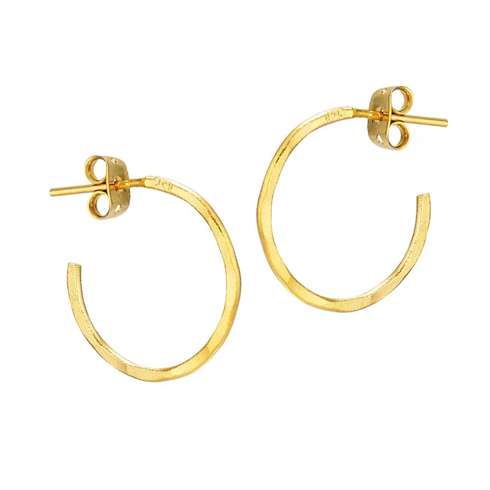 Hammered Post Earrings in Gold (.5")