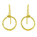 Hammered Small Circle Wire Earrings in Gold