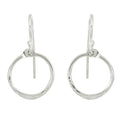 Hammered Small Circle Wire Earrings in Silver