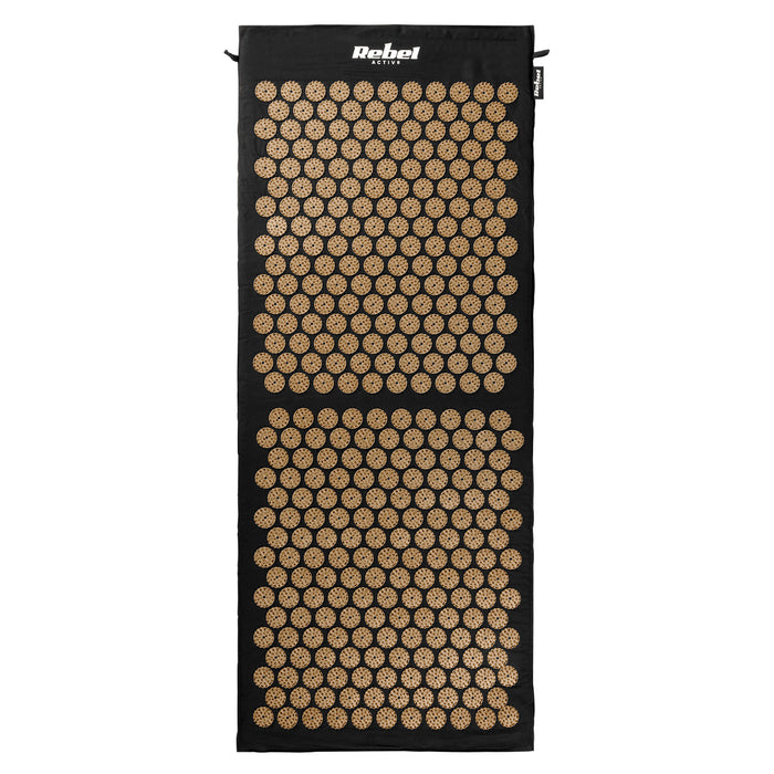 Health Mat with Acupressure Nubs and Cushion, 110x42 cm, XL, Gold Nubs, Rebel Active