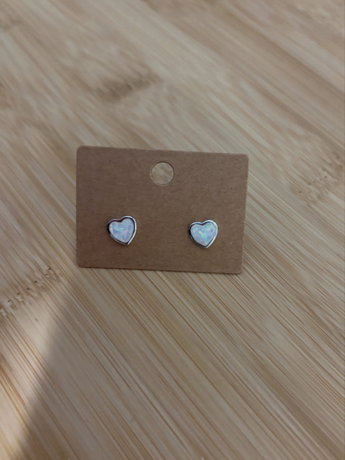 Heart Opal Studs