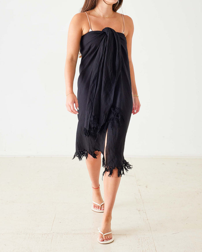 Hermosa Linen 3-Way Wrap in Black