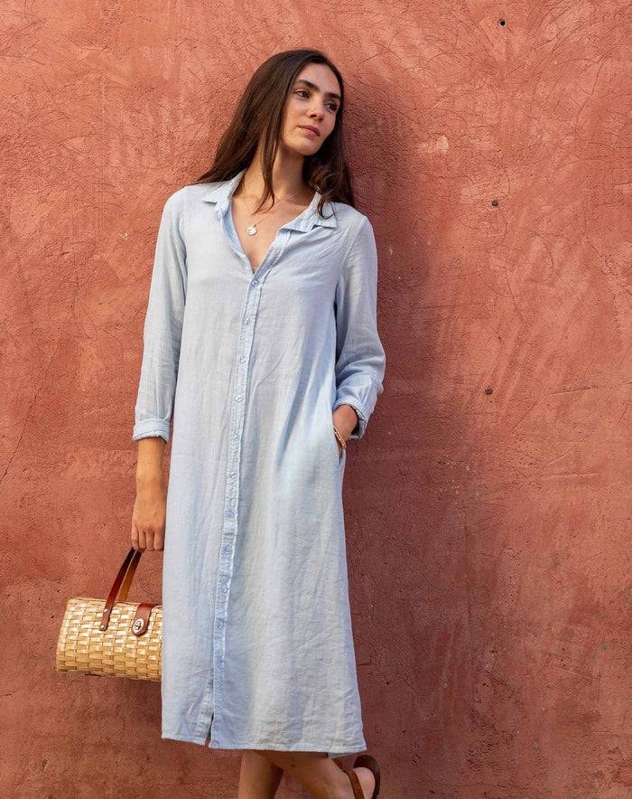 Hermosa Shirt Dress in Zen Blue