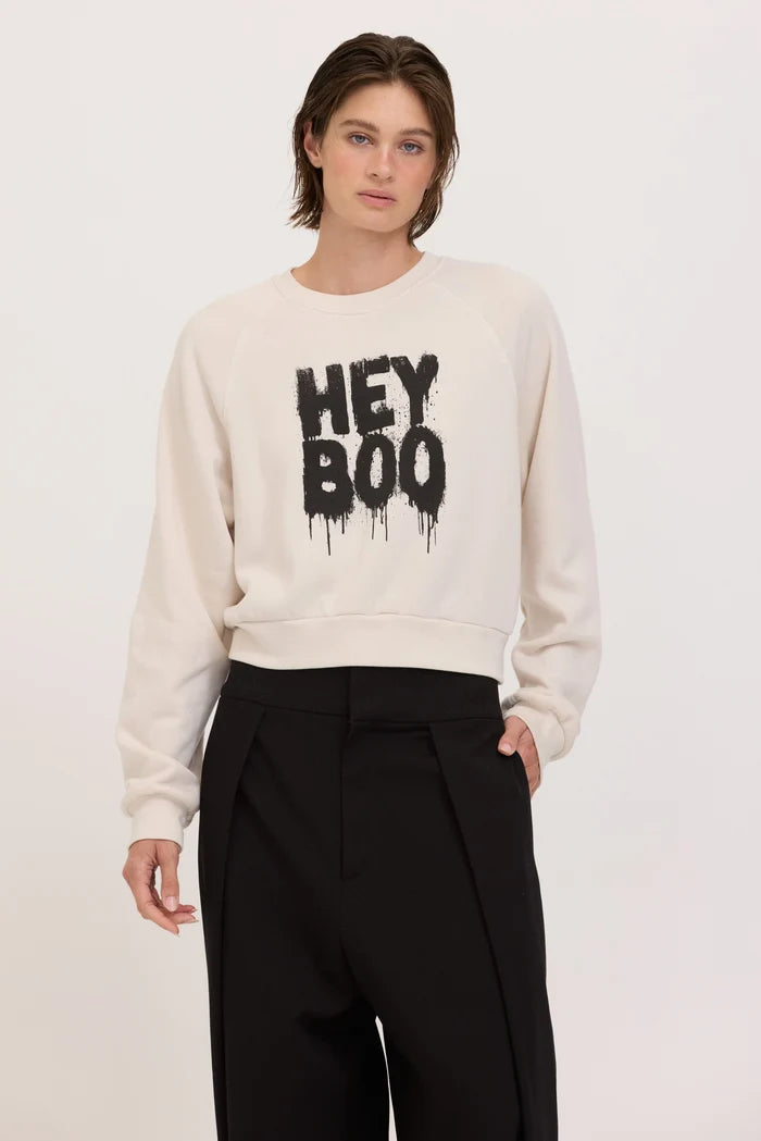Hey Boo Sweatshirt in Vintage White