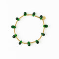 Hope Brass Stretch Bracelet with Glass Beads in Green by Ink & Alloy