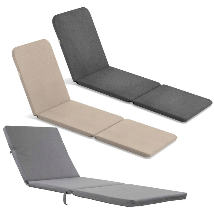 Jaipur lounge chair cushion, dark gray + Jaipur lounge chair cushion, beige + Daytona lounge chair cushion, gray