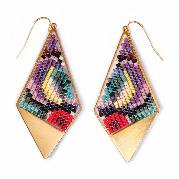 Kaleidoscope Kite Earrings in Red/Purple