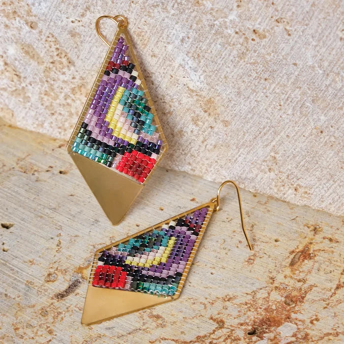 Kaleidoscope Kite Earrings in Red/Purple