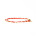 Kami Crystal + Brass Charm Stretch Bracelet in Coral + Gold by Ink & Alloy