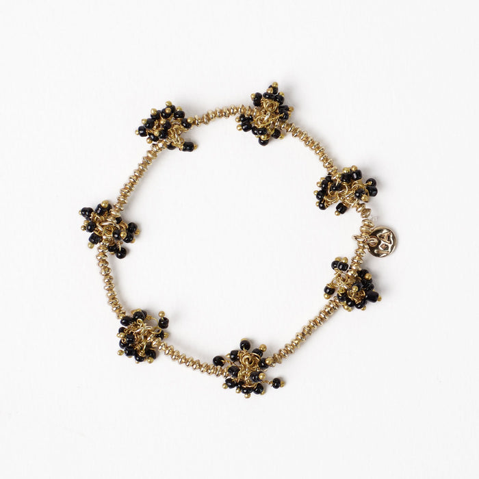 Kate Glass Cluster Bead Stretch Bracelet in Black by Ink & Alloy