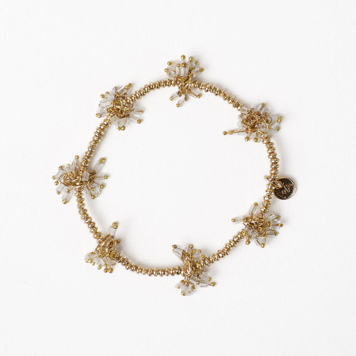 Kate Glass Cluster Bead Stretch Bracelet in Clear by Ink & Alloy