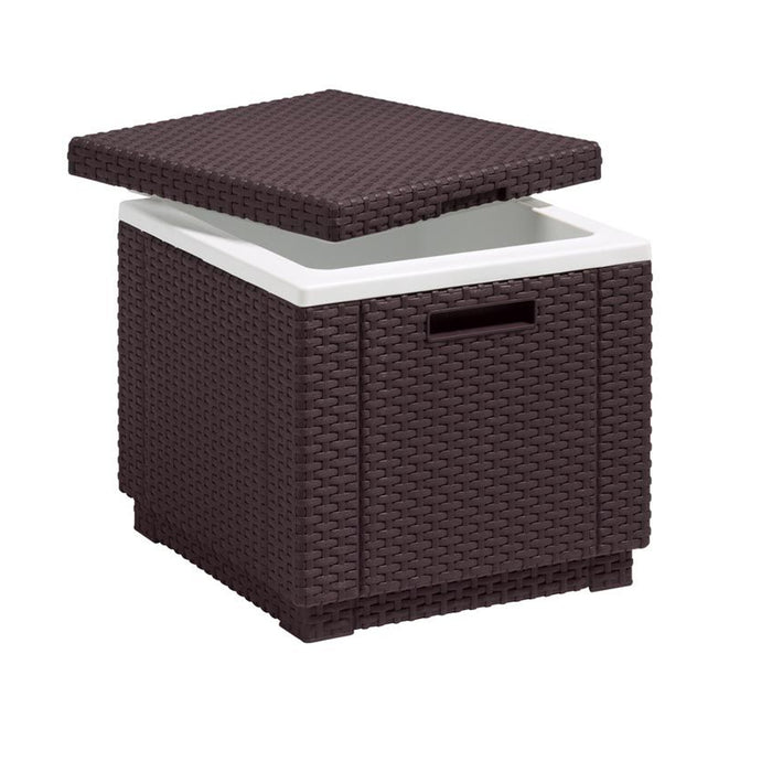 Keter Allibert Ice Cube - Compact Garden Drink Cooler, Brown, 42 x 42 x 41 cm