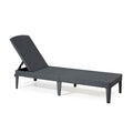 Keter Jaipur 235162 Reclining Sun Lounger Deck Chair  - Graphite - Rattan Styl