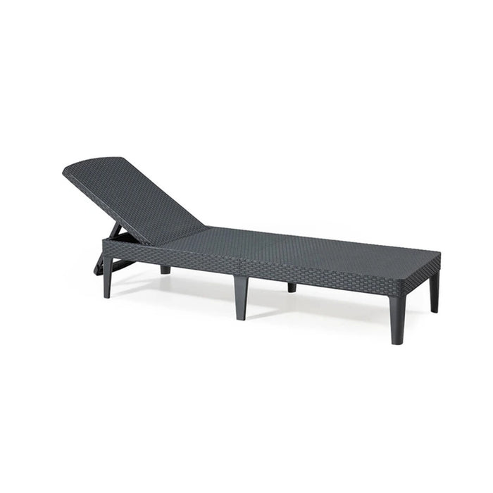 Keter Jaipur 235162 Reclining Sun Lounger Deck Chair  - Graphite - Rattan Styl