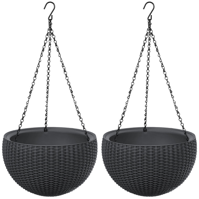 Keter Sphere Planter Hanging Pot, Anthracite, 2 pieces